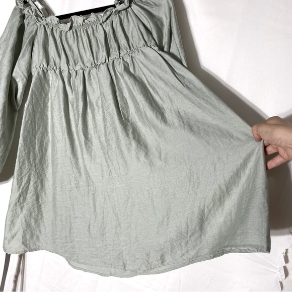 Missguided Sage Green Off Shoulder Boho Blouse W Beaded Neck Detail S NWT - Picture 13 of 15